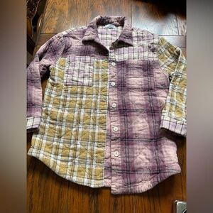 Anthropologie Plaid Button Down Shirt in Purple and Tan